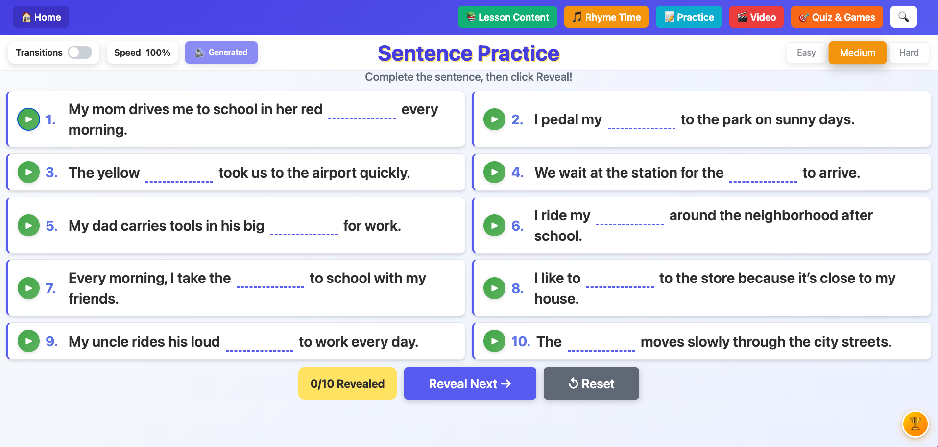 Interactive Whiteboard - Sentence Practice